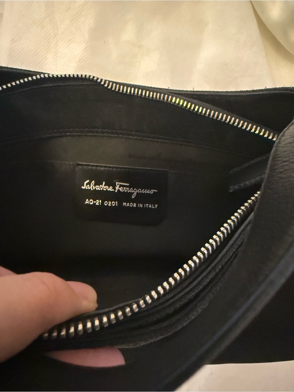 Authentic Salvatore Ferragamo Black Leather Trim Gancini Hobo Shoulder Bag - Picture 7 of 9